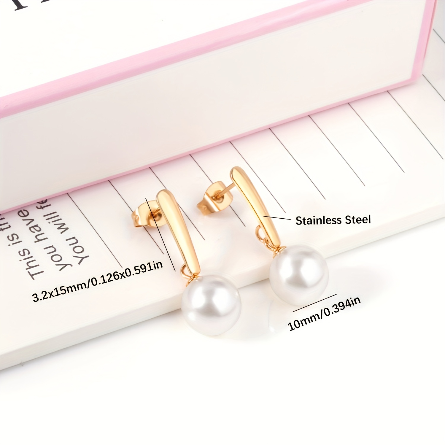 Women's Elegant Imitation Pearl Earrings, 18K Gold Plated